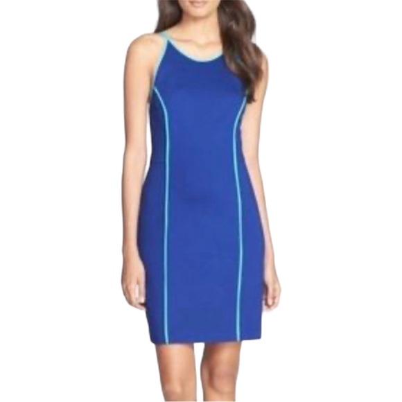 Trina Turk Blue Yvette Sleeveless Silk Trim Dress Size 6 $258 - Picture 8 of 8